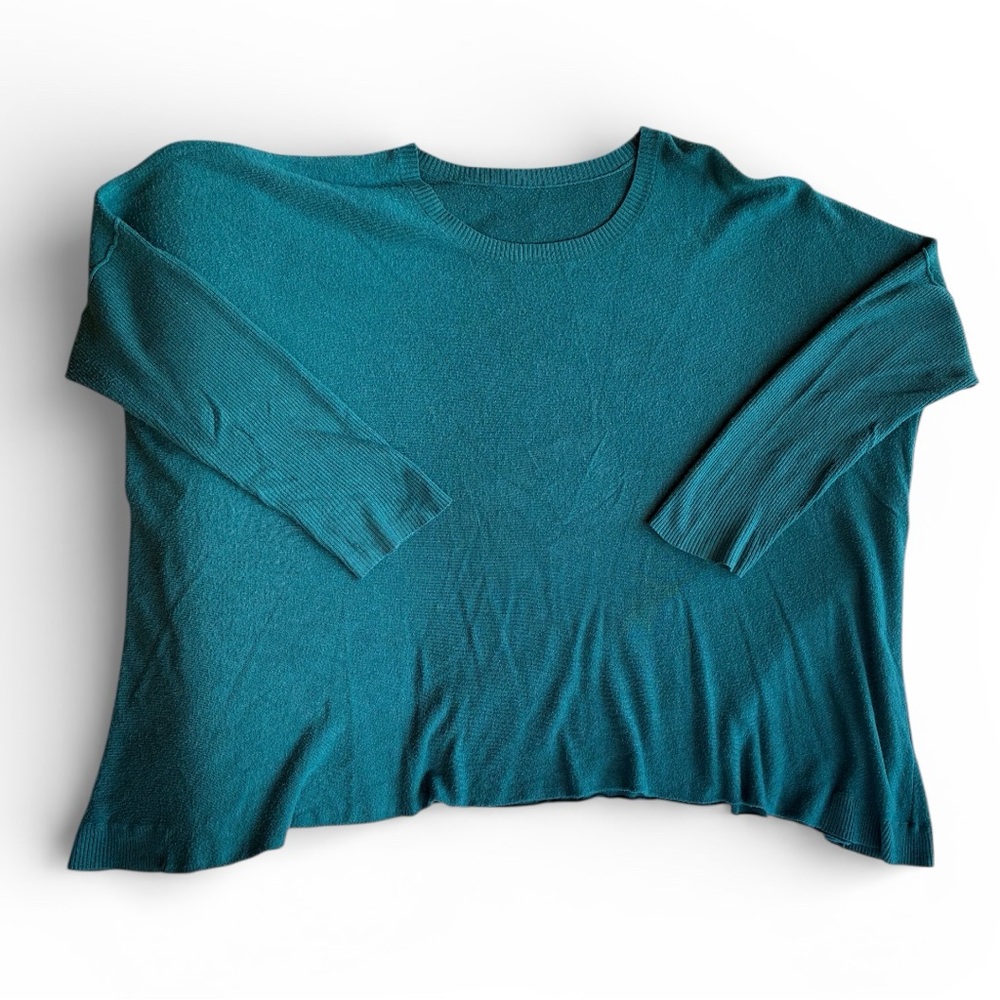 Eileen Fisher Tunic Top Women's Teal 2XL Comfort Fit Decorative Sides Casual